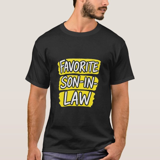 Favorite Son In Law Retro Yellow Brush Strokes T Shirt (Framsida)