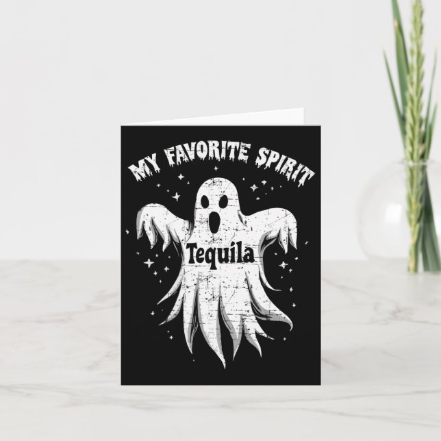 Favorite Spirit Tequila Drinking Ghost Halloween C Kort (Framsida)