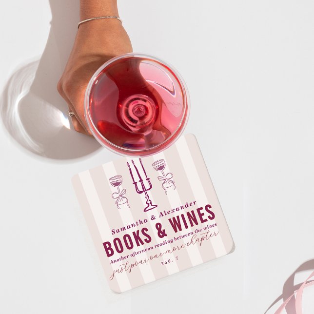 Favorite Things Holiday Book & Wine Club Party  Underlägg Papper Kvadrat (Favorite Things Holiday Book & Wine Club Party Square Paper Coaster Reading between the Wines)