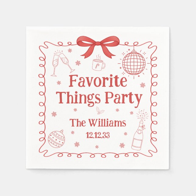 Favorite Things Party Red Bow Christmas Pappersservett (Framsidan)