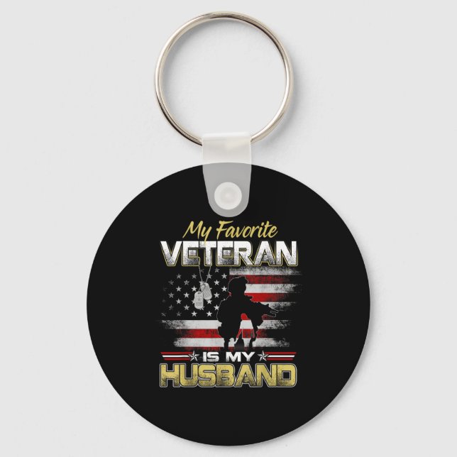 Favorite veteran is husband boyfriend veterans day nyckelring (Framsida)