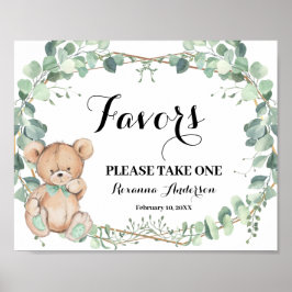 Favoriter babyskylt Bear Grey Guld Poster