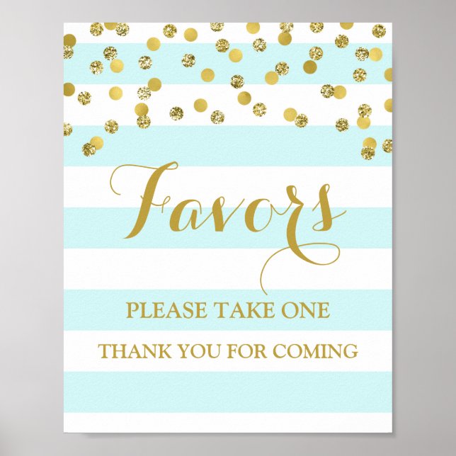 Favoriter babyskylt Blue Rand Guld Confetti Poster (Framsidan)