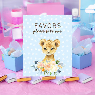 Favoriter babyvy Lejon Unge Blommigt Blue Poster