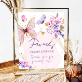 Favoriter Butterfly Blommigt Garden Shower Birthda Poster