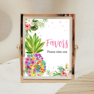 Favoriter för ananas i den tropiska Blommigten Poster