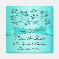 Favoriter för Aqua and Black Blommigt Wedding Magn