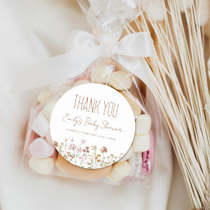 Favoriter för Baby Shower-Tack för Little Wildblom Runt Klistermärke