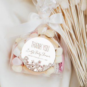 Favoriter för Baby Shower-Tack för Little Wildblom Runt Klistermärke