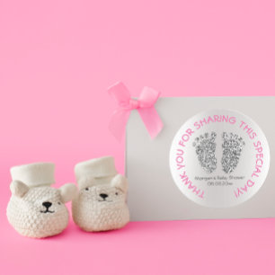 Favoriter för babybabyskor i silver Rosa Glitter T Runt Klistermärke