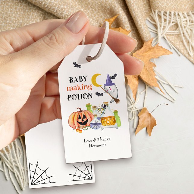 Favoriter för babybabyvisare i Baby Skapar alterna Presentetikett (Baby Making Potion halloween themed gift tags)
