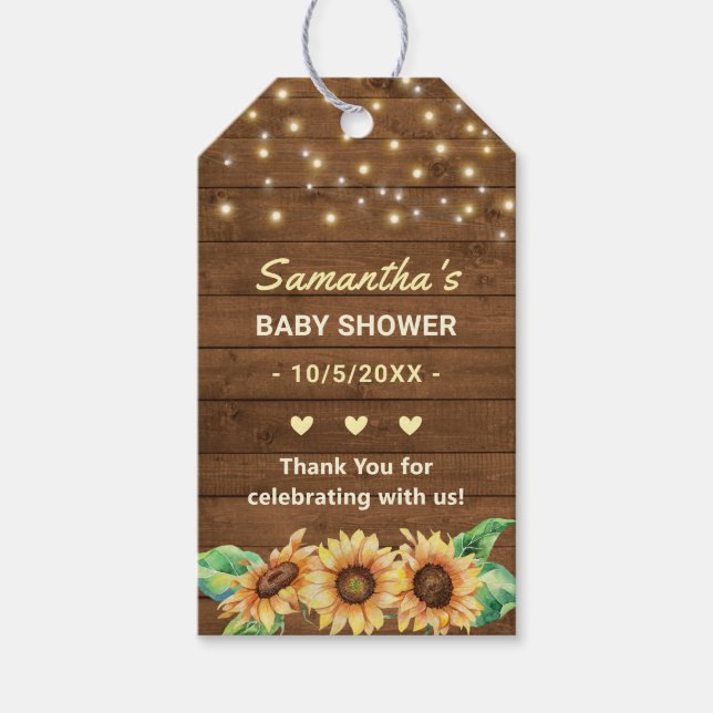 Favoriter för babykläder för gult Solrosblommor me Presentetikett (Framsidan)