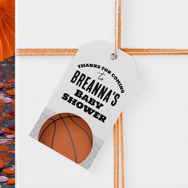 Favoriter för babykläder i basketboll, Tack Presentetikett (Basketball Baby Shower Favor Tags)