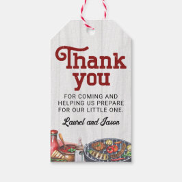 Favoriter för BabyQ BBQ Rustic Baby Shower-Tack Presentetikett