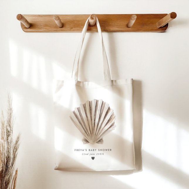 Favoriter för babyvy för snäcka tygkasse (Zazzle Shell Baby Shower Favor Tote Bag)