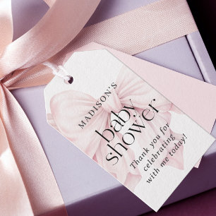 Favoriter för barn i Rosa Bow Girl Baby Shower Presentetikett