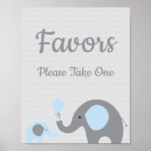 Favoriter för blå elefant-babyskor - ta ett tecken poster