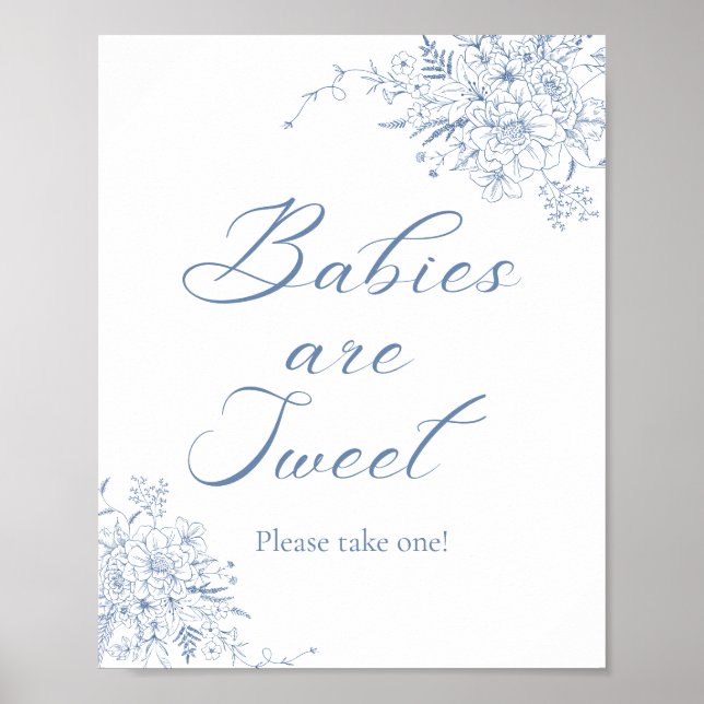 Favoriter för blommigt Blue Baby Shower Poster (Framsidan)