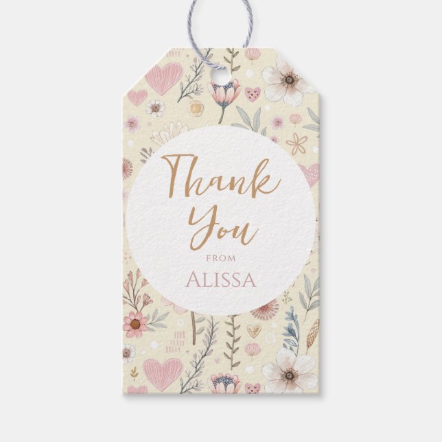 Favoriter för Blommigt för babykläder för Wildblom Presentetikett (Framsidan)