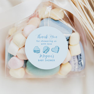 Favoriter för Blue Hearts Valentine Baby Shower Runt Klistermärke