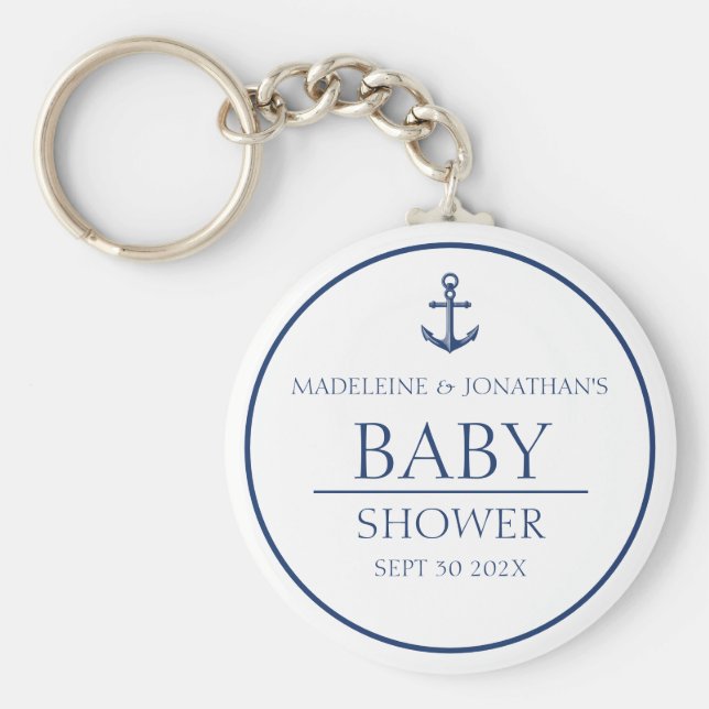 Favoriter för Blue White Nautical Baby Shower Part Nyckelring (Framsidan)