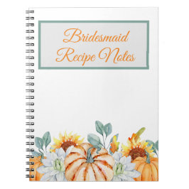 Favoriter för Bridesmaid Fall Wedding Recipe Anteckningsbok
