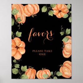 Favoriter för chic Black Fall Pumpkin Baby Shower Poster