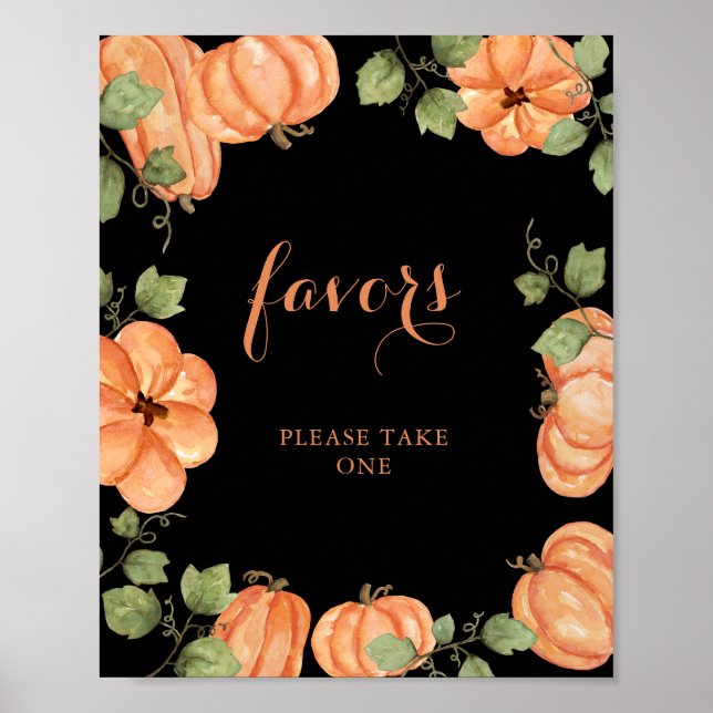 Favoriter för chic Black Fall Pumpkin Baby Shower Poster (Framsidan)