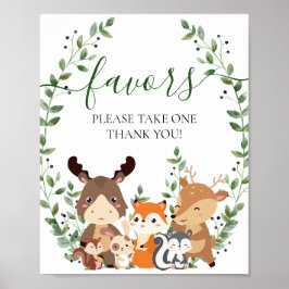 Favoriter för chic Woodland Greenery Animals Baby Poster