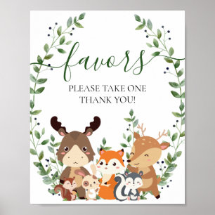 Favoriter för chic Woodland Greenery Animals Baby  Poster