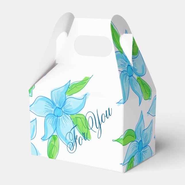Favoriter för Classy Blue Flowered gäst Presentaskar (Baksidan Sidan)