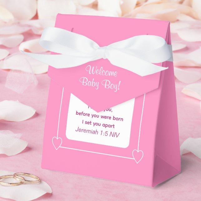 Favoriter för Cute Baby Shower Bible Verse Rosa Pa Presentaskar (Bröllop)