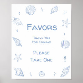 Favoriter för Dusty Blue Coastal Beach Baby Shower Poster
