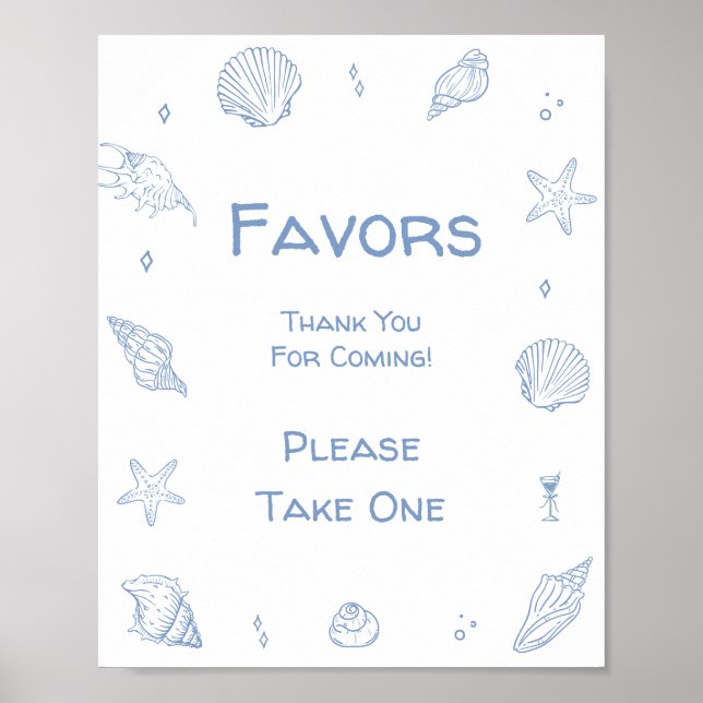 Favoriter för Dusty Blue Coastal Beach Baby Shower Poster (Framsidan)