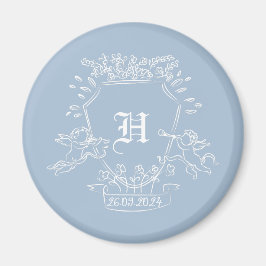 Favoriter för Dusty Blue Monogram Baby Shower Magnet