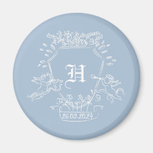 Favoriter för Dusty Blue Monogram Baby Shower Magnet