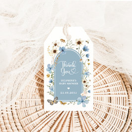 Favoriter för Dusty Blue Wildblomma Garden Baby Sh Presentetikett