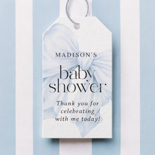 Favoriter för elegant Blue Bow Baby Shower Presentetikett