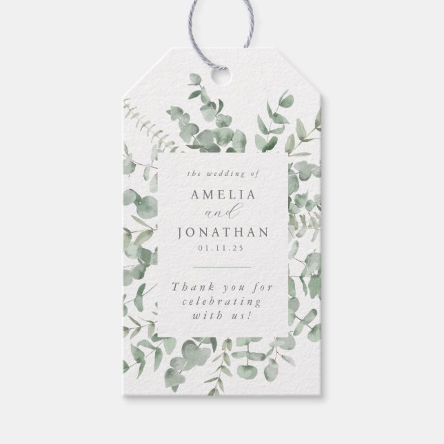 Favoriter för eukalyptus Wedding Presentetikett (Framsidan)