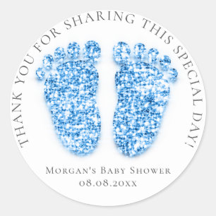 Favoriter för Feet Baby Shower Tack Glitter Royal Runt Klistermärke