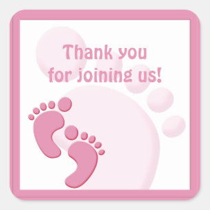 Favoriter för Flicka Foprint Little Feet Party Fyrkantigt Klistermärke