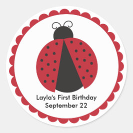 Favoriter för Födelsedagsfesten Cute Ladybug Runt Klistermärke