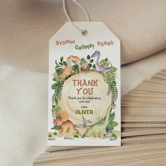Favoriter för Födelsedagsfesten Stomp Chomp Roar D Presentetikett (Skapare uppladdad)