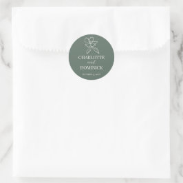 Favoriter för Forest Grönt Minimal Blommigt-bröllo Runt Klistermärke