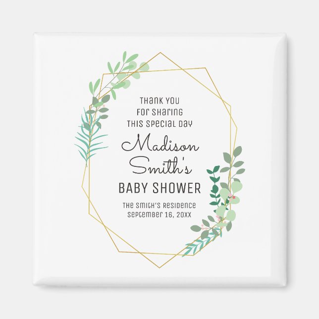Favoriter för Geometric and Greenery Baby Shower P Magnet (Framsidan)