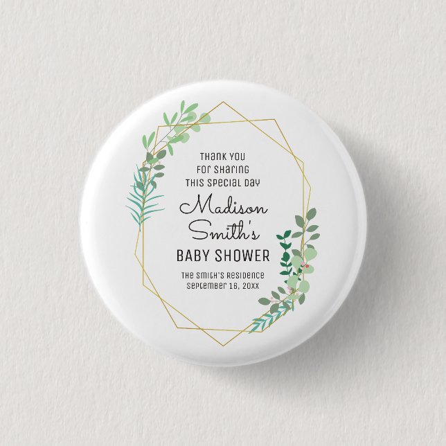 Favoriter för Geometric- och Grey Baby Shower Part Knapp (Framsida)