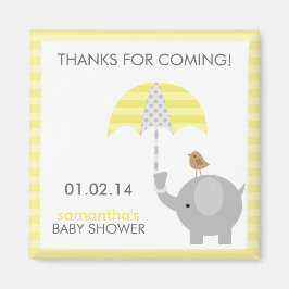 Favoriter för grått och Gult Elephant Baby Shower Magnet