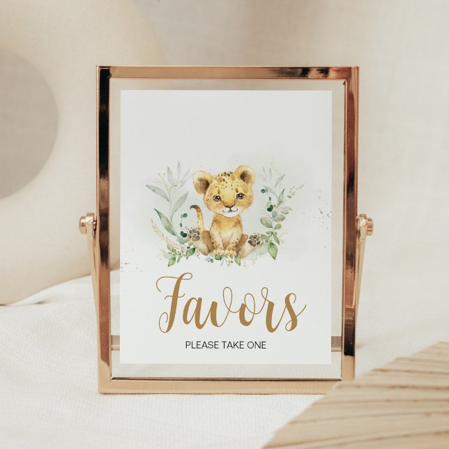 Favoriter för Grey Lejon Baby Shower Poster (Gender Neutral Lion Jungle Baby Shower Favors Sign)