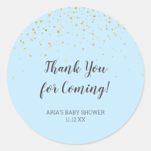 Favoriter för Guld Confetti Blue Baby Shower Runt Klistermärke