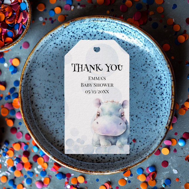 Favoriter för Hippo och Bubbles Baby Shower Presentetikett (Skapare uppladdad)